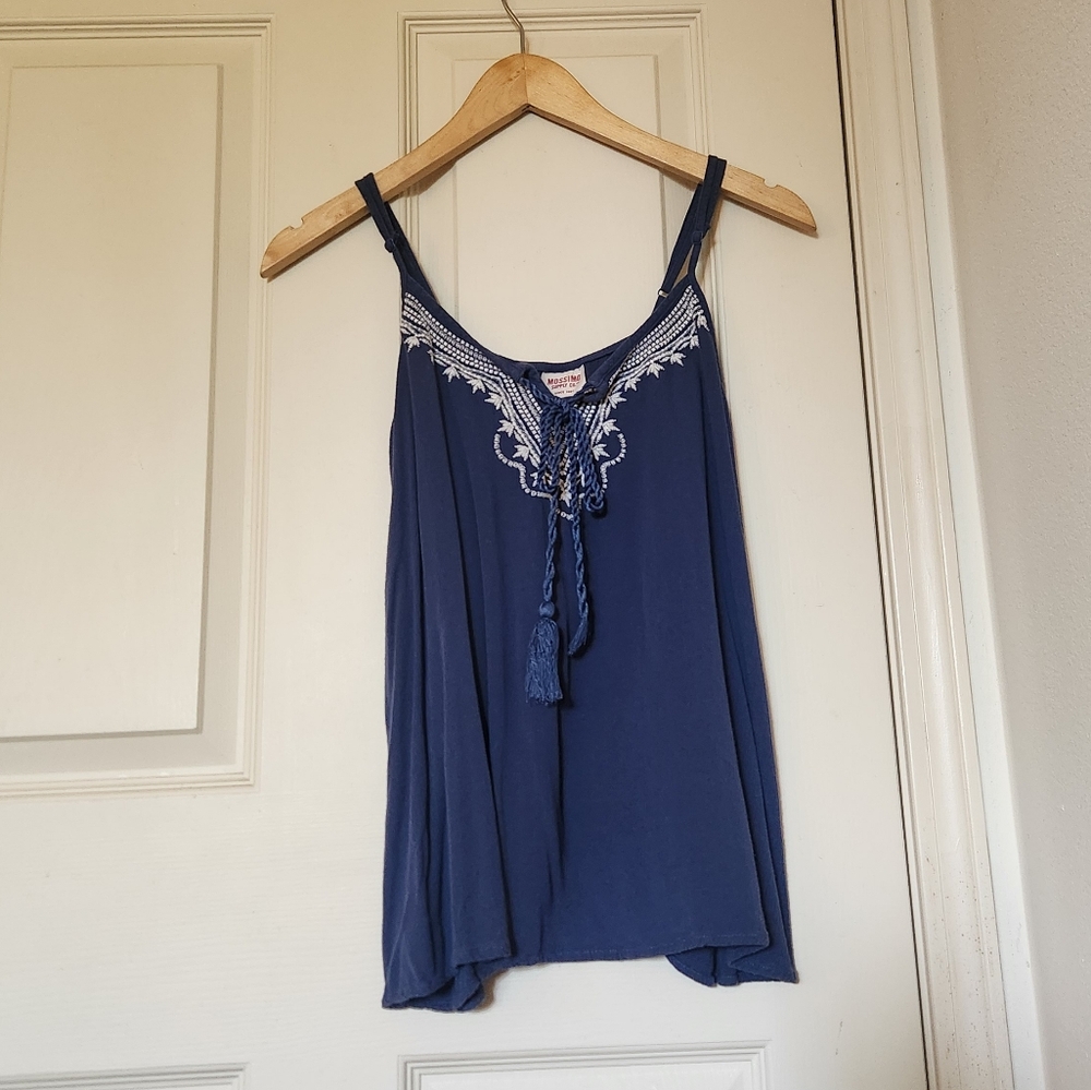 Target mossimo supply co blue camisole top with white embroidered detail